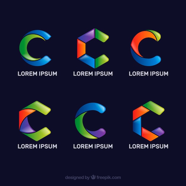 Multicolor letter c logo collect Vector | Free Download