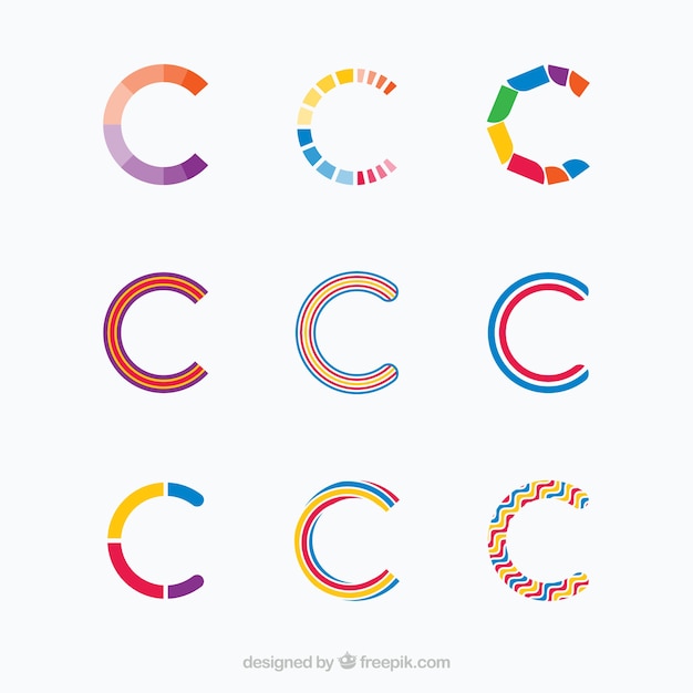 Download Multicolor letter c logo collection Vector | Free Download