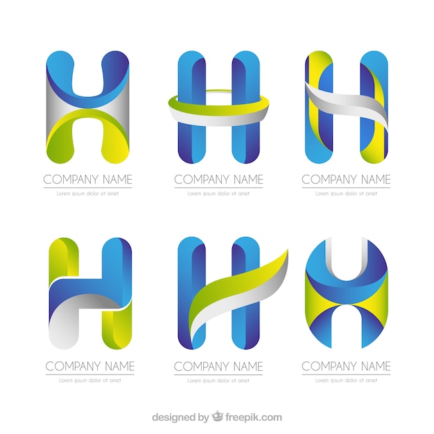 Multicolor letter h logo collection Vector | Free Download