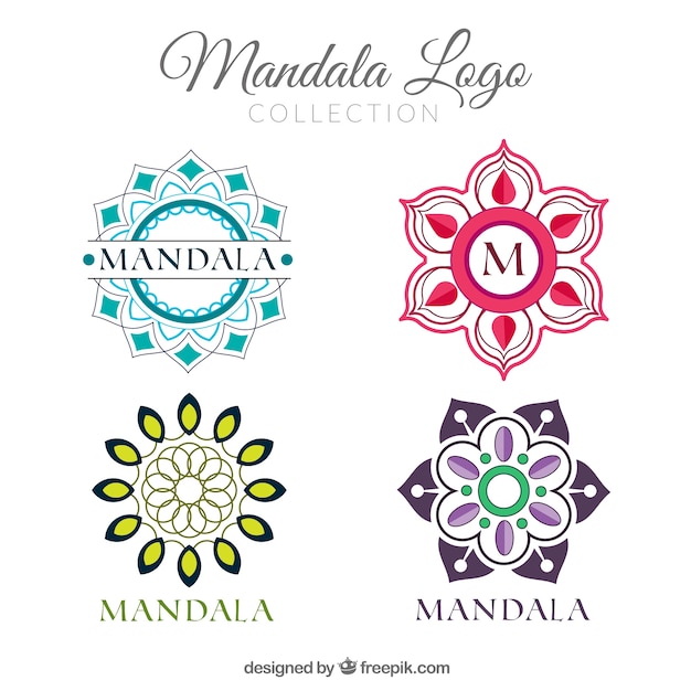 Multicolor mandala logo collection Vector | Free Download