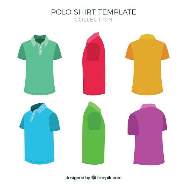 Download Multicolor polo shirt template collection Vector | Free ...