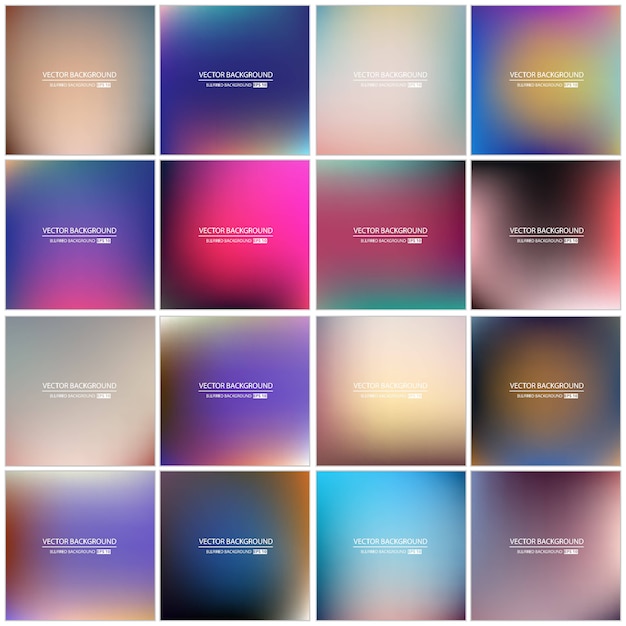 Multicolored blurred background set. Premium Vector
