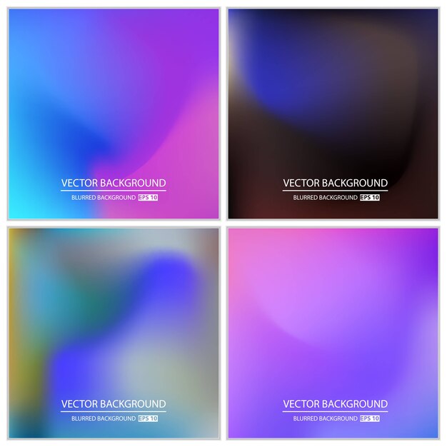 Multicolored blurred background set. Premium Vector