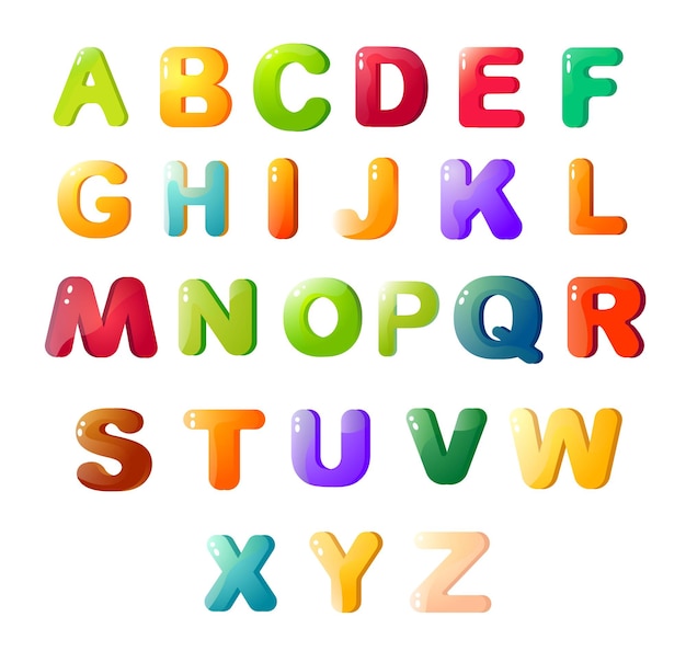 Premium Vector | Multicolored cartoon beautiful alphabet on a white ...