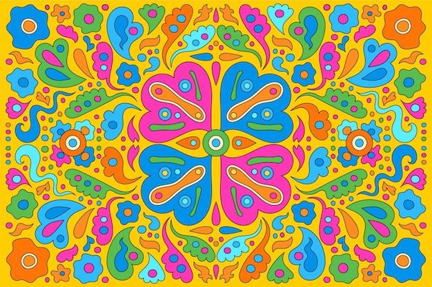 Premium Vector | Multicolored hand drawn psychedelic groovy background