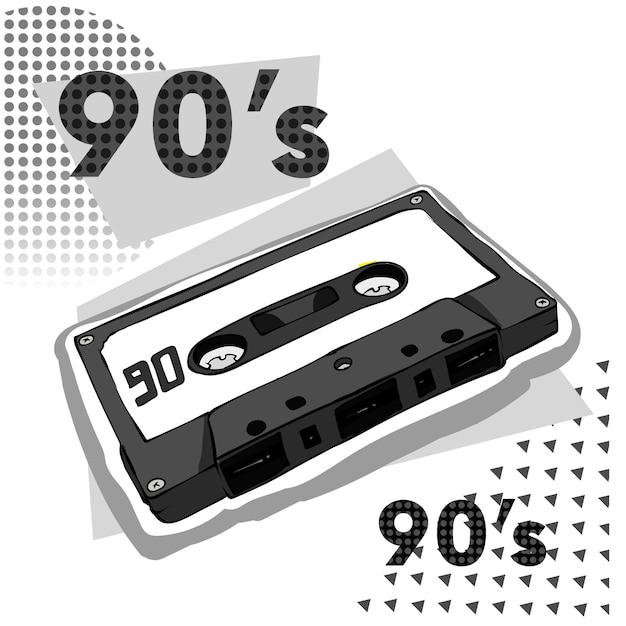 Premium Vector | Multicolored retro cassette