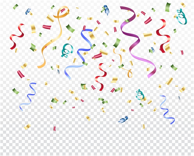 Premium Vector | Multicolored shiny confetti on transparent background