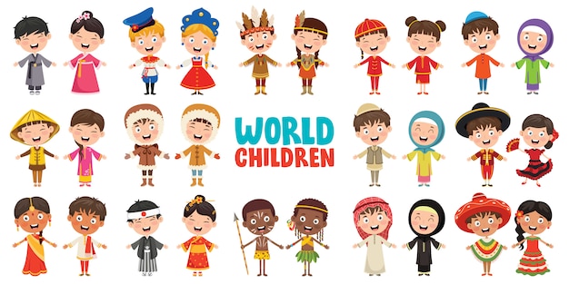Multicultural characters of the world Premium Vector