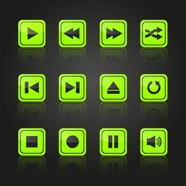 Download Multimedia green buttons design | Free Vector