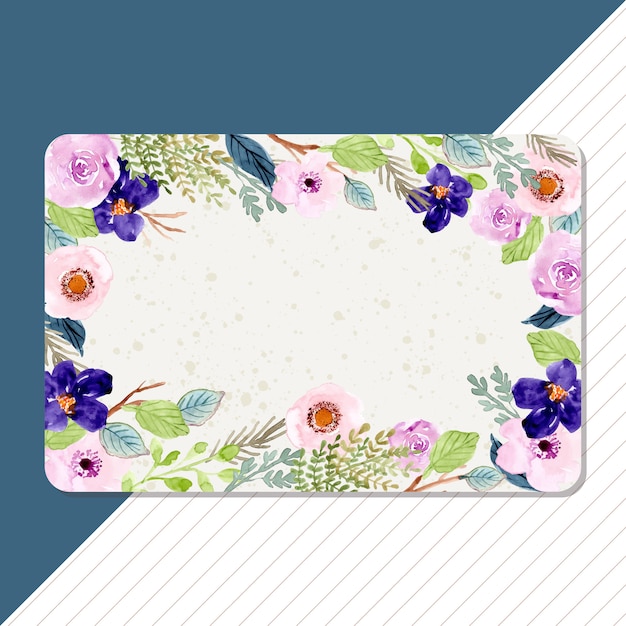 Multipurpose blank card with watercolor flower frame Premium Vector