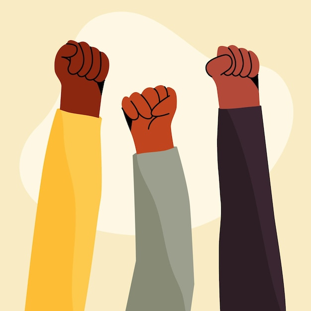 Free Vector | Multiracial Raised Fists Concept