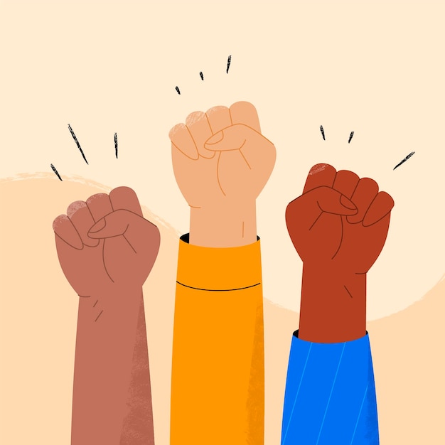 Free Vector | Multiracial raised fists illustration concept