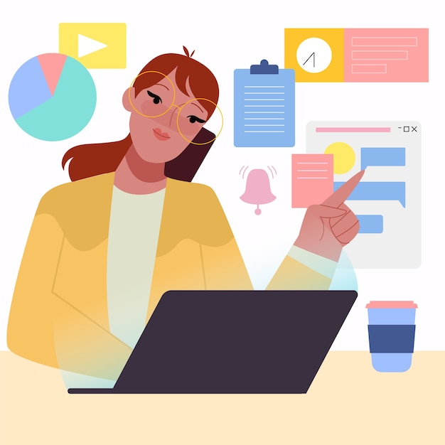 Multitasking concept illustration | Free Vector