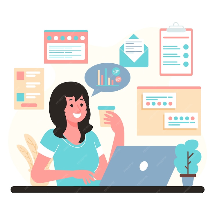 Free Vector | Multitasking concept woman working at office