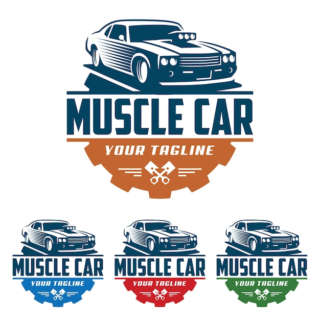 Premium Vector | Muscle car logo, retro logo style, vintage logo