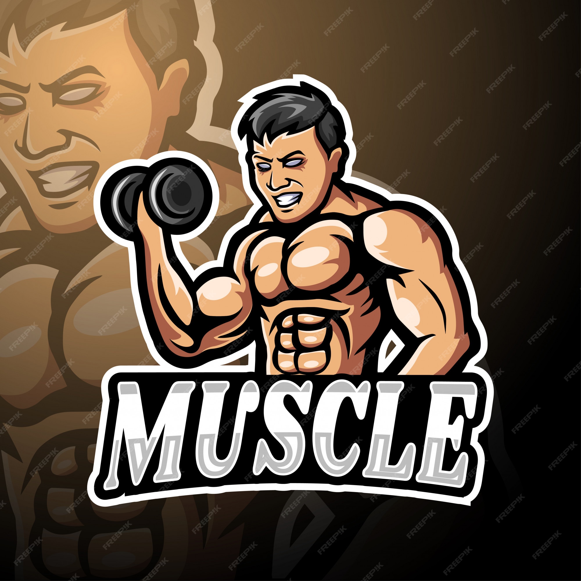 Premium Vector | Muscle esport logo mascot design