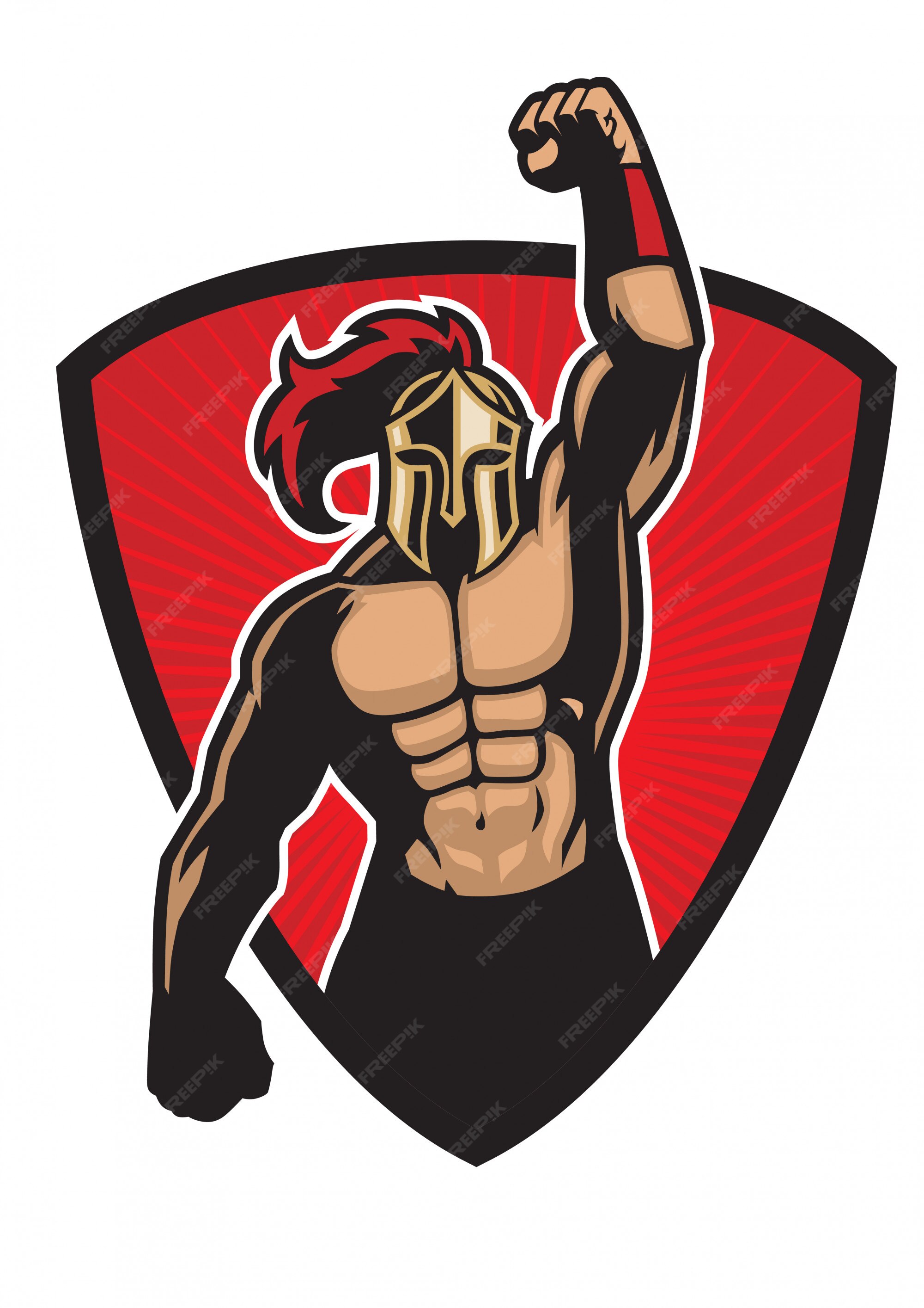 Premium Vector | Muscle spartan warrior in badge