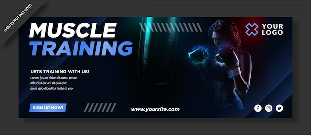 Premium Vector Muscle Training Social Media Cover Template Design