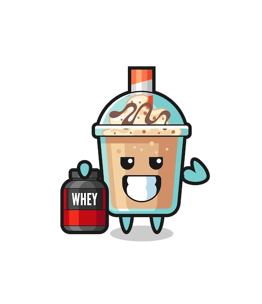 Premium Vector | The muscular milkshake character is holding a protein ...