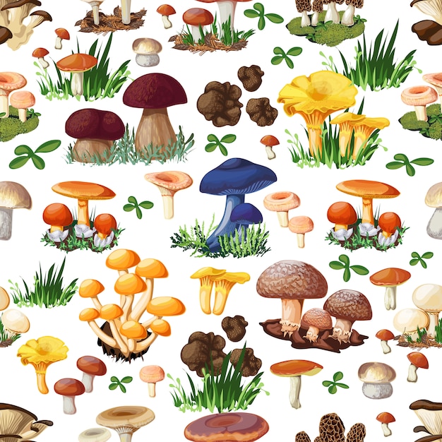 Free Vector Mushroom seamless pattern