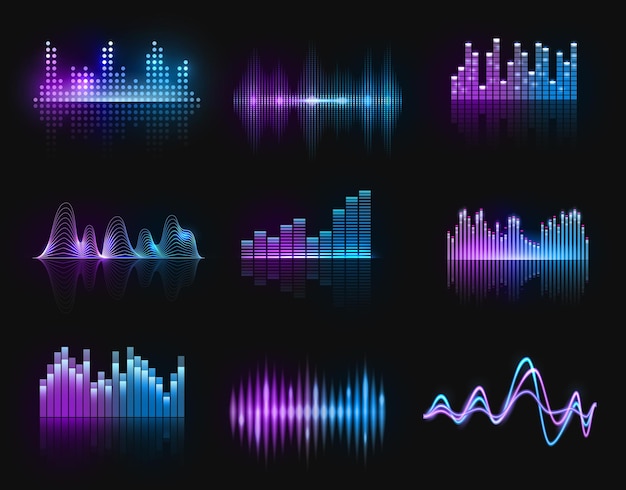 Premium Vector | Music equalizers, audio or radio waves, sound