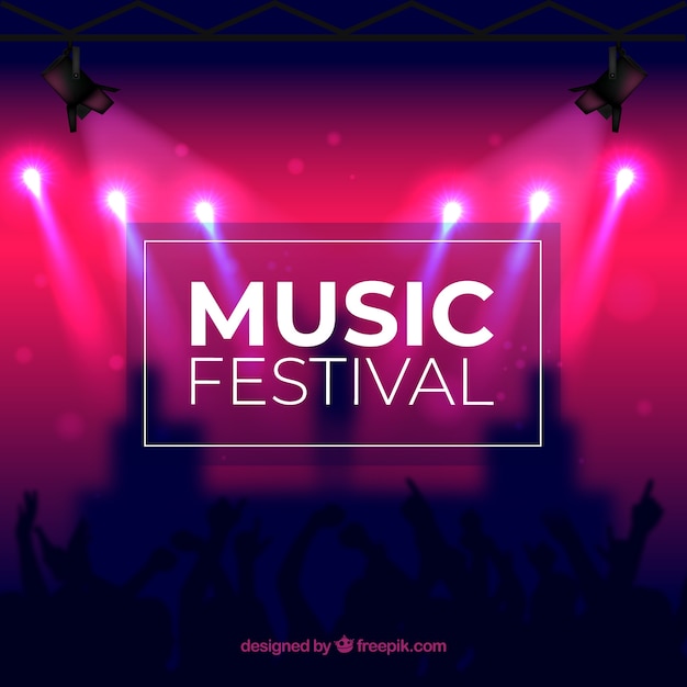 Music festival background with blurred stage Vector | Free Download