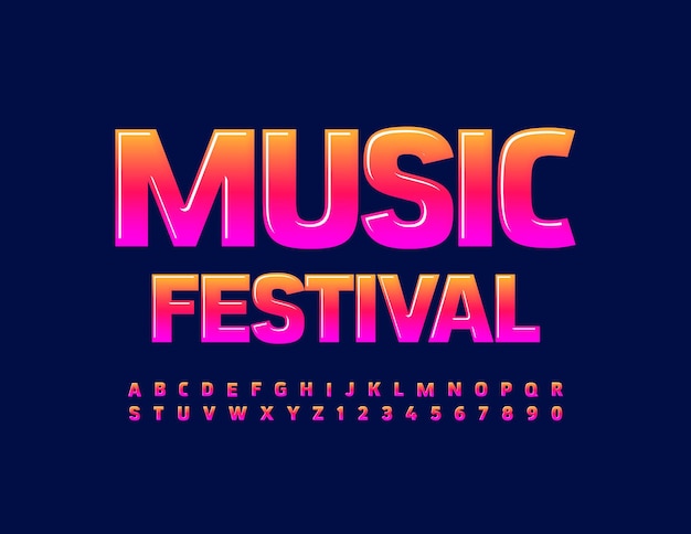 Premium Vector | Music festival bright glossy font gradient color ...