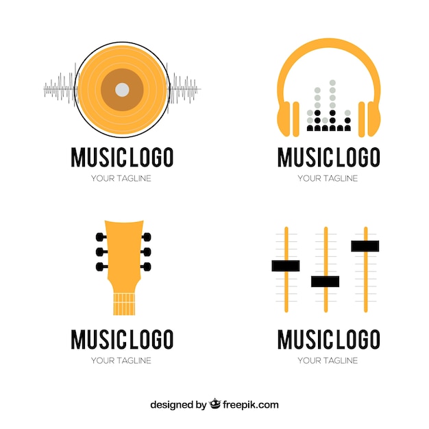 Music festival logo collection with flat design Free Vector