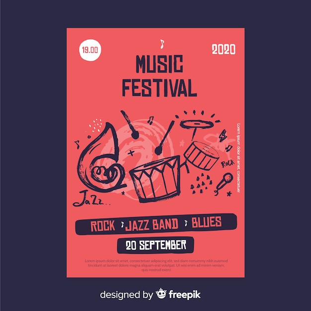 Music festival poster Free Vector
