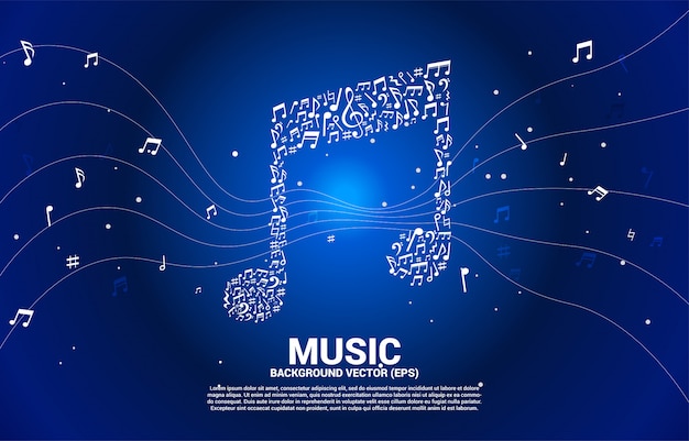 Music icon shaped from key note dancing background Premium Vector