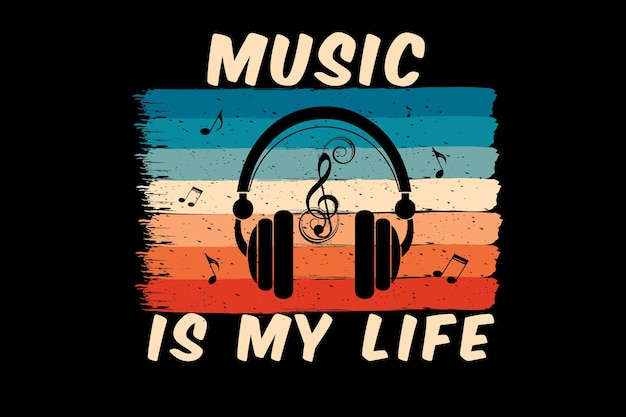 Premium Vector | Music is my life silhouette design with headphone