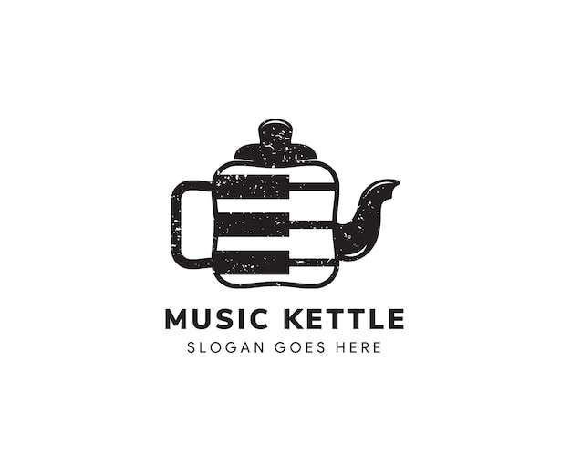 Premium Vector | Music kettle logo design template in black and white ...