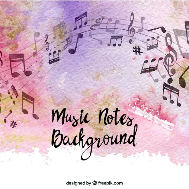 Music notes on watercolor background Vector | Free Download
