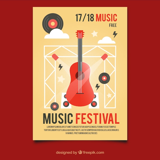 Music party poster template Vector | Free Download