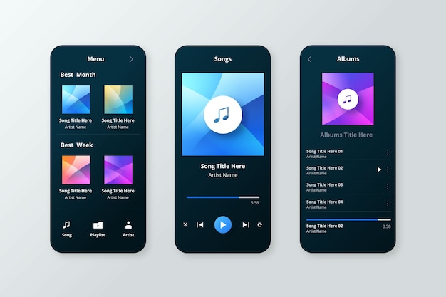 Premium Vector | Music player app interface concept