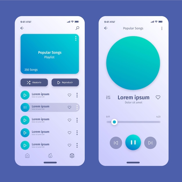 Music player app interface concept | Free Vector