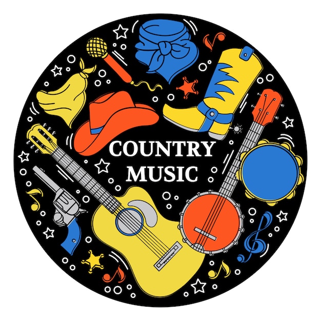 Premium Vector | Music sticker western country festival