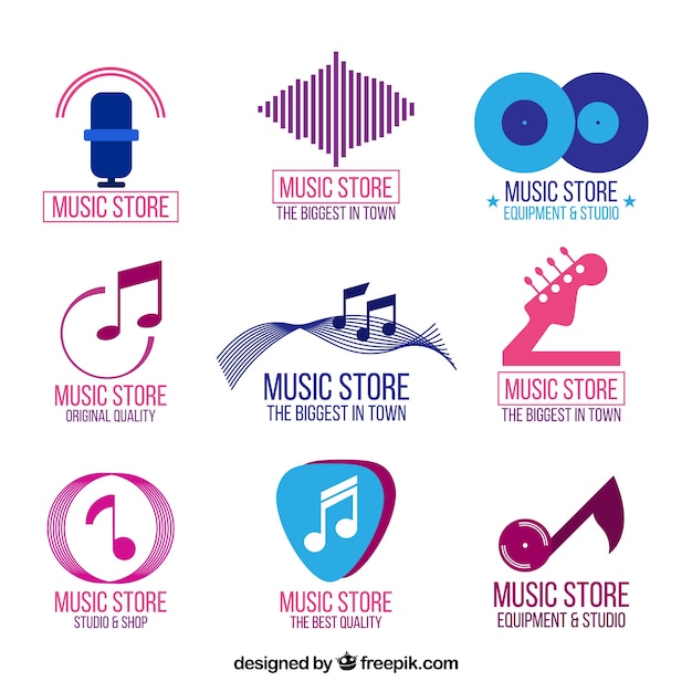 Download Free Download Free Music Store Logo Collection With Flat Design Vector Use our free logo maker to create a logo and build your brand. Put your logo on business cards, promotional products, or your website for brand visibility.