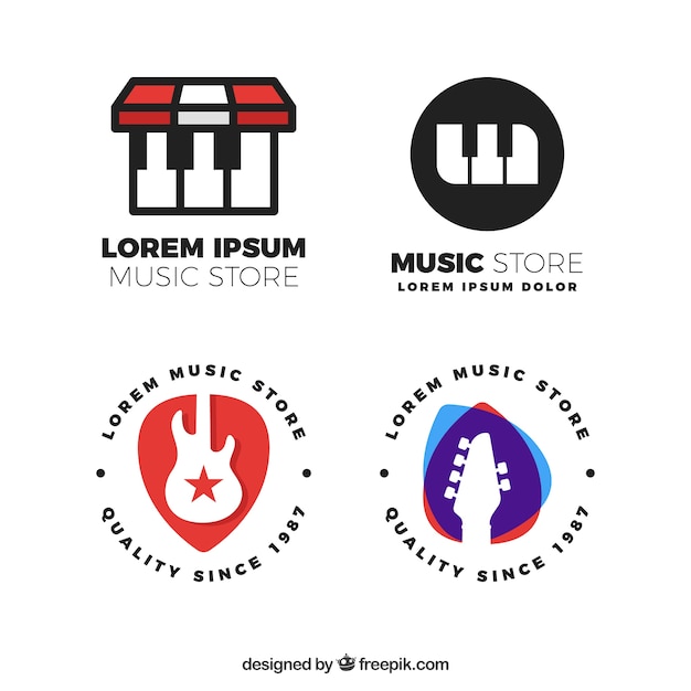Download Free Music Store Logo Collection With Flat Design Free Vector Use our free logo maker to create a logo and build your brand. Put your logo on business cards, promotional products, or your website for brand visibility.