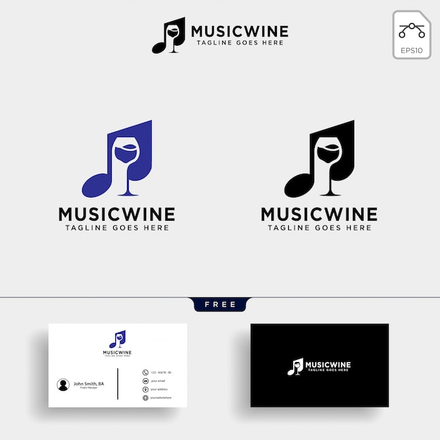 Music wine logo template illustration Premium Vector