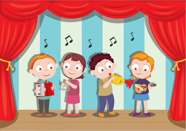 Premium Vector | Musical show performed by young students