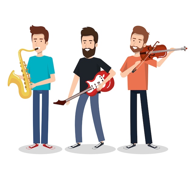 Premium Vector | Musicians and musical instruments concert entertainment