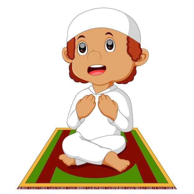 Download Muslim boy praying Vector | Premium Download