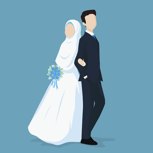  Muslim  bride and groom Premium Vector