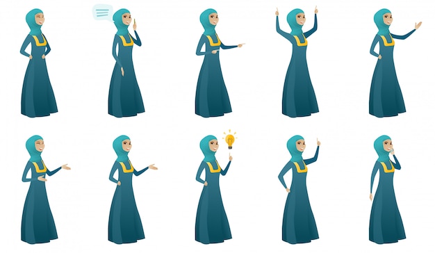 Premium Vector | Muslim business woman set