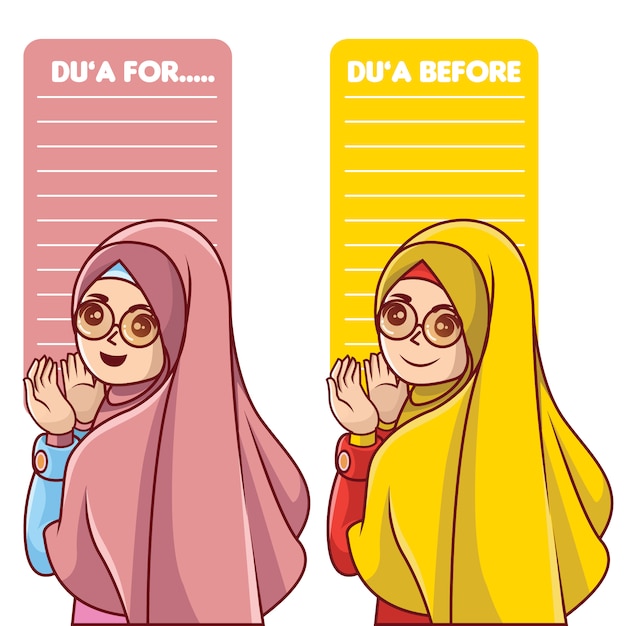 Download Muslim du'a template with muslim woman Vector | Premium Download