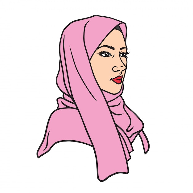  Muslim  girl drawing  character design in hijab vector 