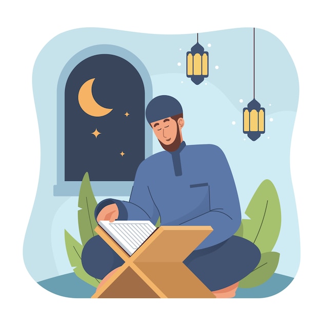 Download Free Muslim Man Reading Holy Quran Premium Vector Use our free logo maker to create a logo and build your brand. Put your logo on business cards, promotional products, or your website for brand visibility.