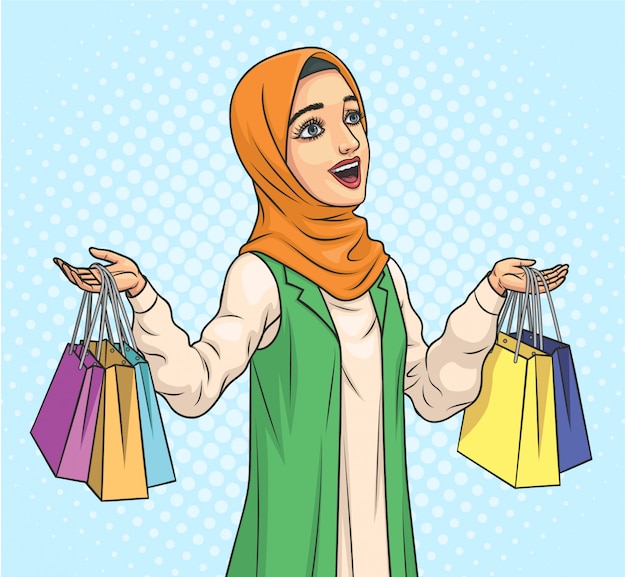 Muslim woman with hijab shopping 
