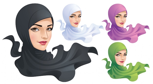 Download A muslim woman with hijab Vector | Premium Download